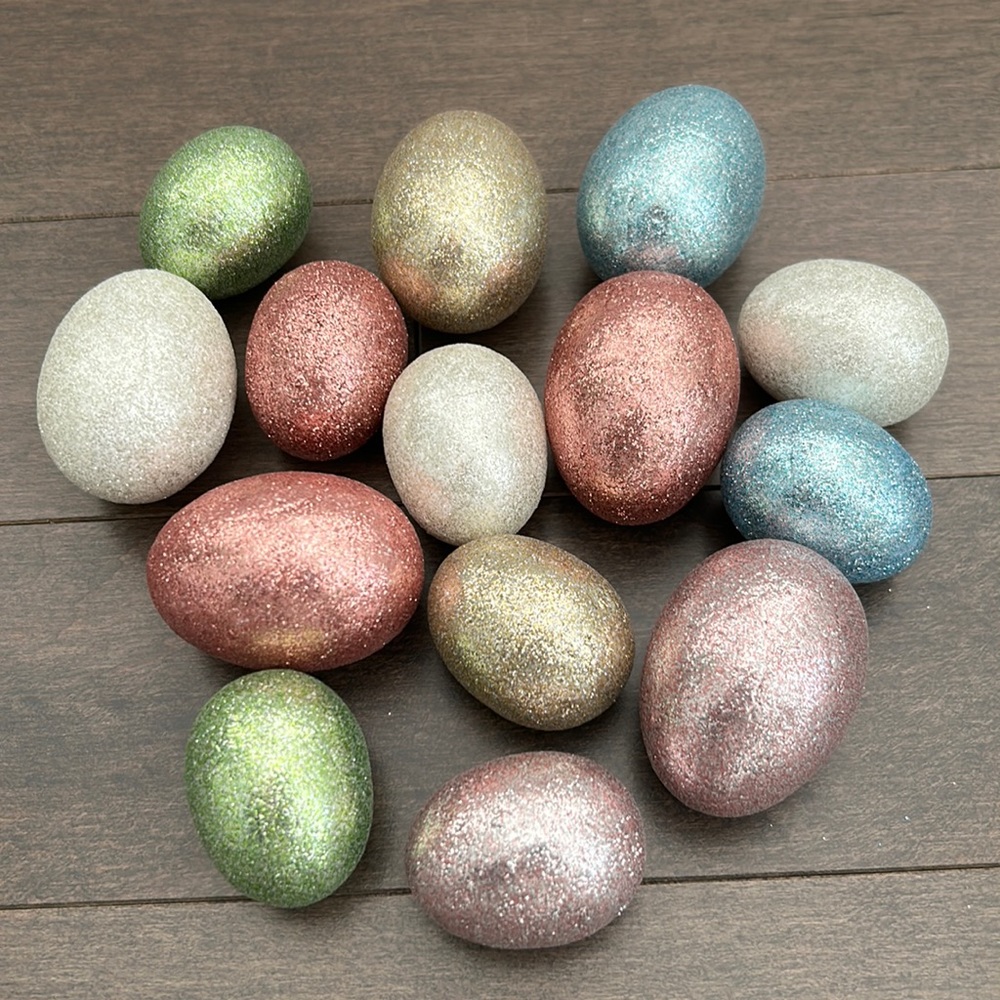 MICHAELS Assorted Glitter Faux Easter Eggs, Spring Decor, Pearl Pastel